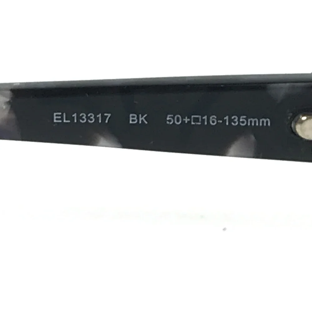 Elle Eyeglasses Frames EL13317 BK Black Silver Rectangle Full Rim 50-16-135